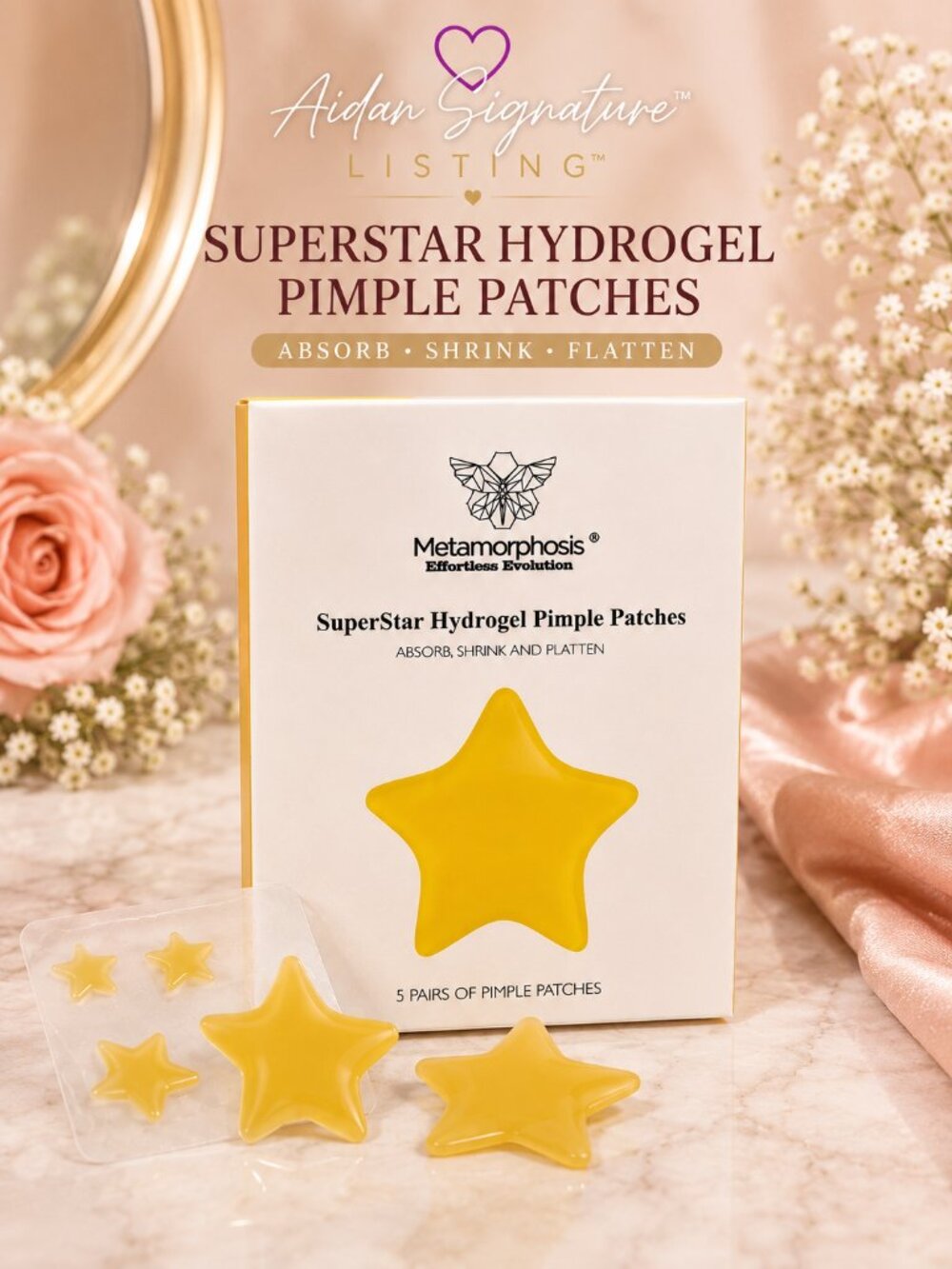 Metamorphosis SuperStar Hydrogel Pimple Patches 5 Pairs Acne Spot Treatment NEW